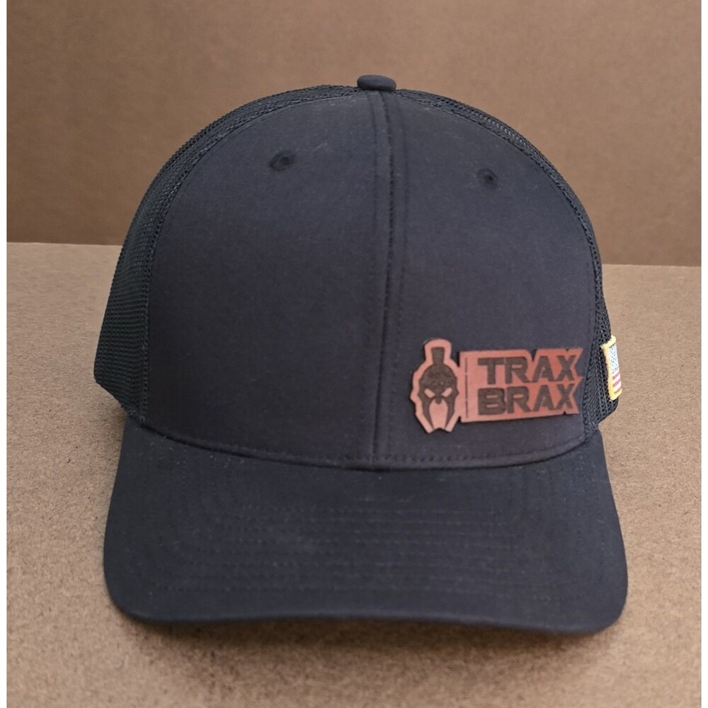Trax Brax Richardson 112 Trucker Hat USA Flag Patch Black Mesh Snapback
